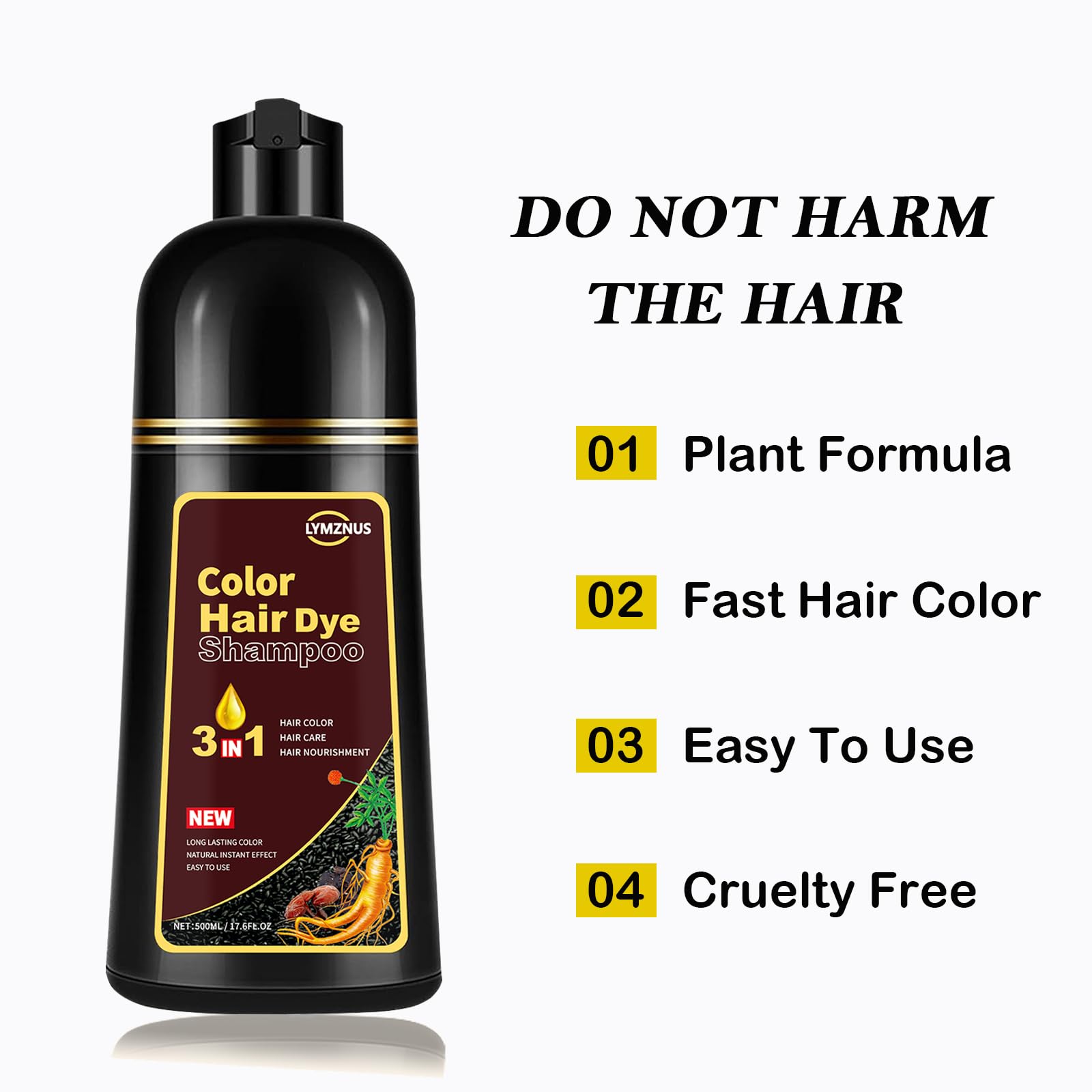 Lymznus Cherry Brown 3-in-1 Hair Color Shampoo (500ml) – Easy At-Home Dye