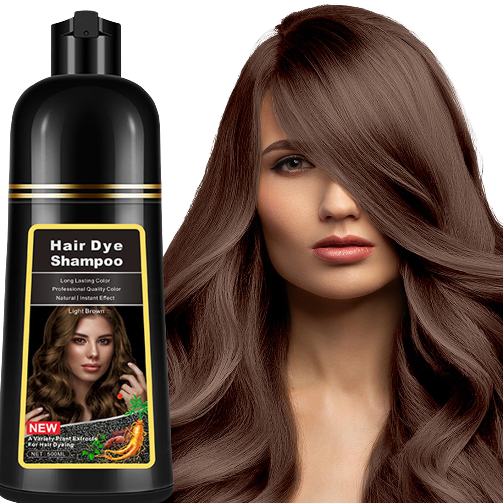 Lymznus Instant Light Brown Hair Dye Shampoo 3 in 1 – Herbal Coffee Color for Men & Women (500 ml)