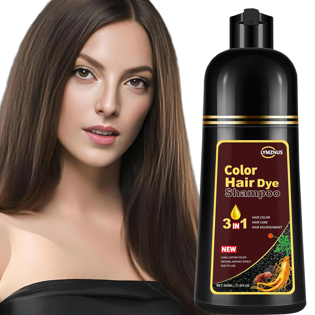 Lymznus Light Brown Hair Dye Shampoo – 3 in 1 Herbal Color, 500ml