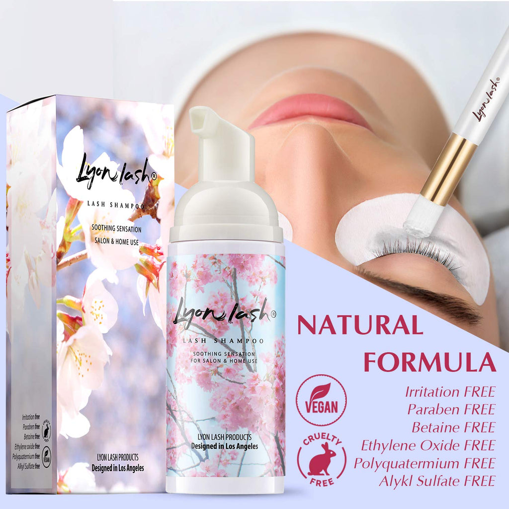 Lyon Lash Eyelash Extension Cleanser 150ml with Cleansing Brush – Gentle Foam Lash Bath