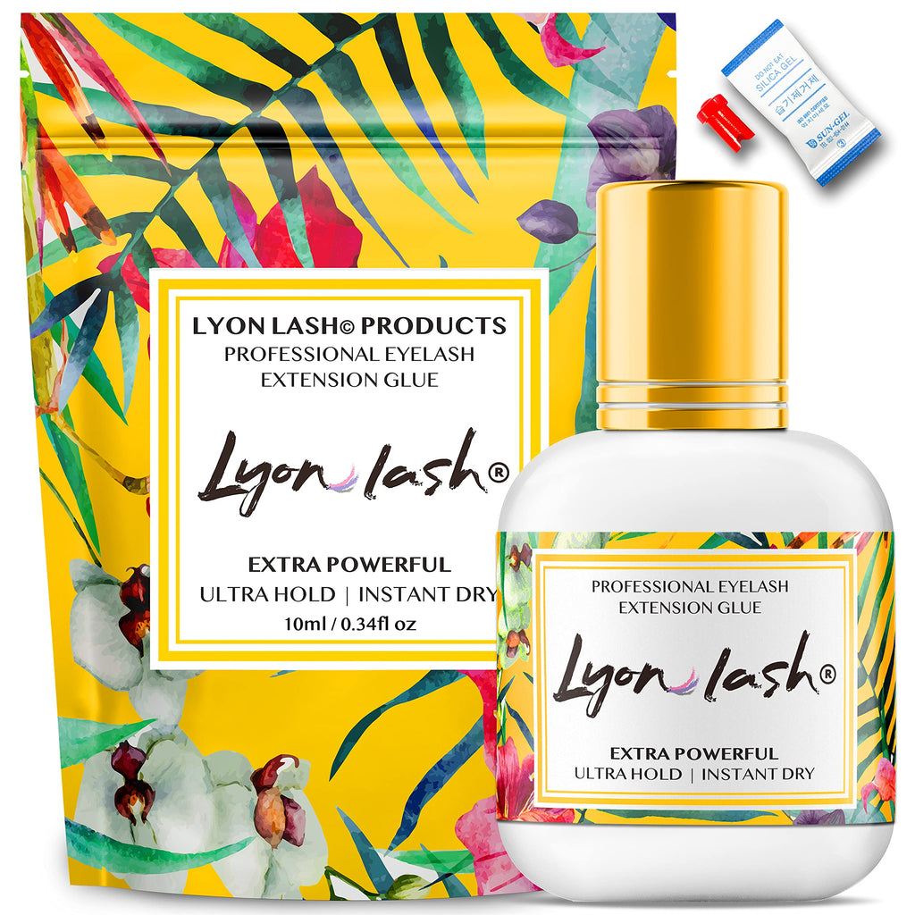 Lyon Lash Extra Powerful 10 ml Eyelash Extension Glue – Performance Glue with 1-2 Sec Dry Time | 6-8 Weeks Retention | Black Adhesive for Professionals
