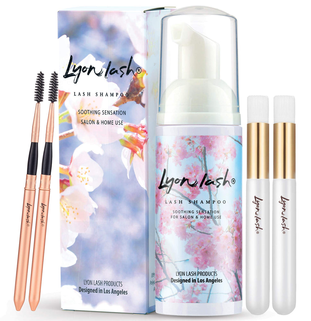 Lyon Lash Eyelash Extension Cleanser 150ml with Cleansing Brush – Gentle Foam Lash Bath