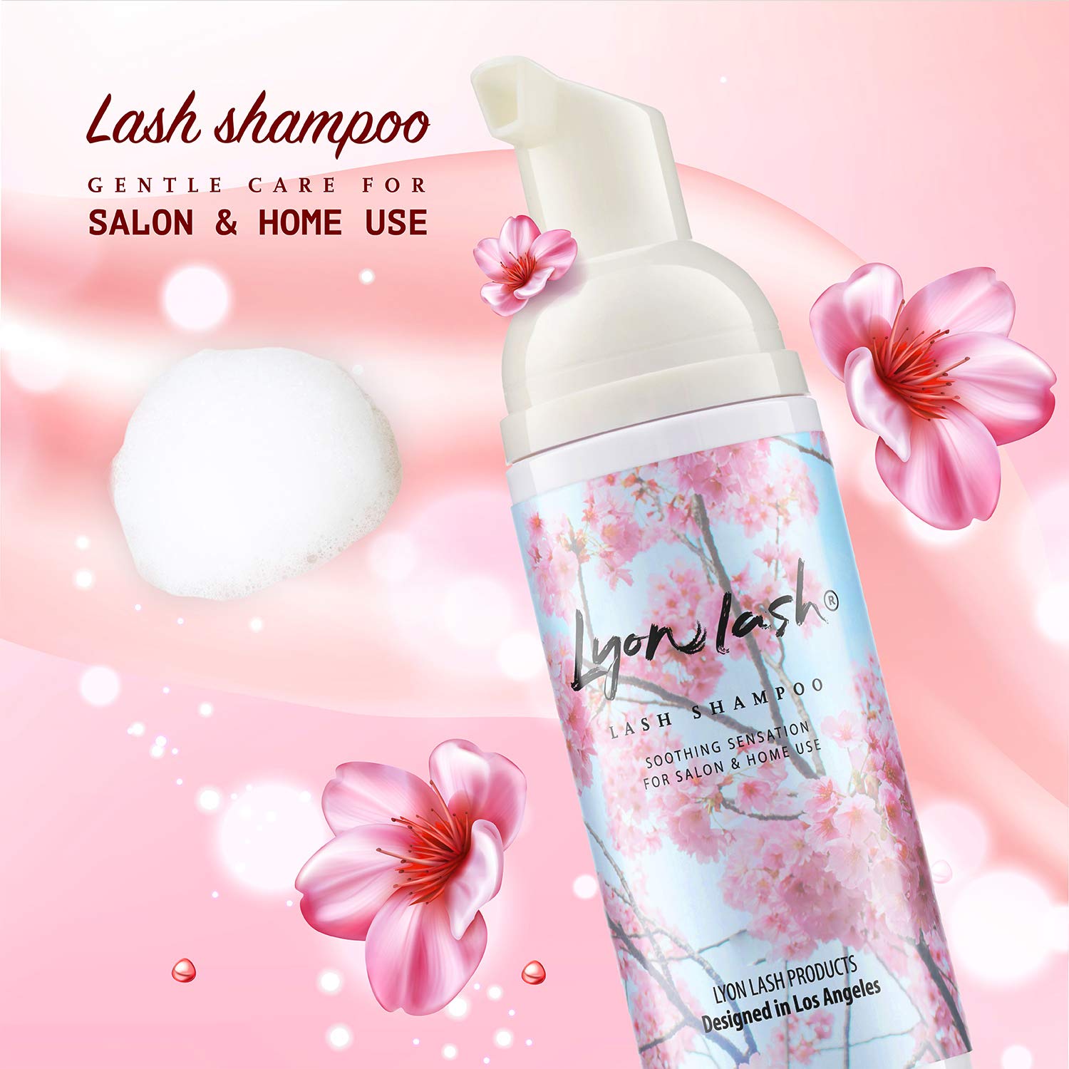 Lyon Lash Eyelash Extension Cleanser 150ml with Cleansing Brush – Gentle Foam Lash Bath