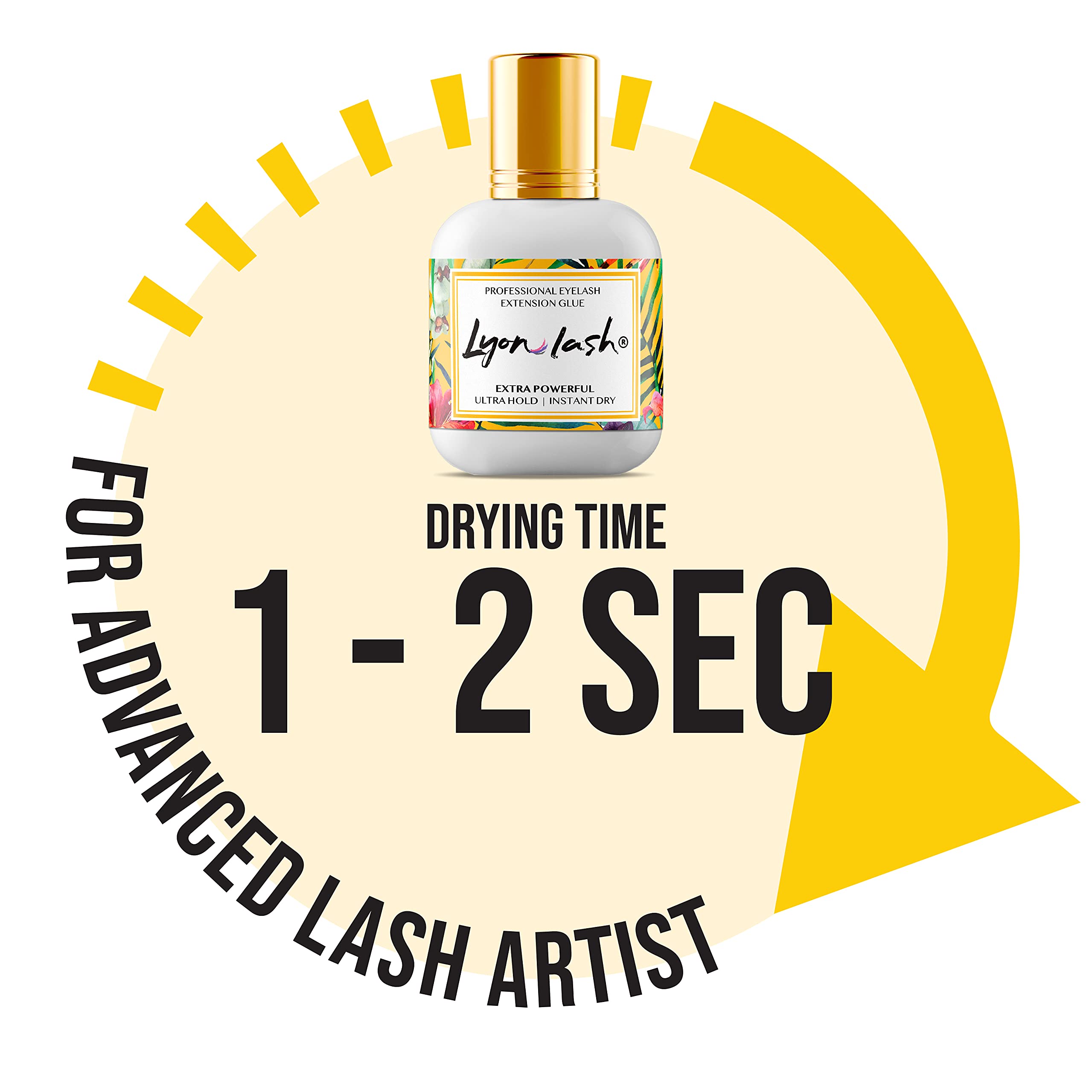 Lyon Lash Extra Powerful 10 ml Eyelash Extension Glue – Performance Glue with 1-2 Sec Dry Time | 6-8 Weeks Retention | Black Adhesive for Professionals