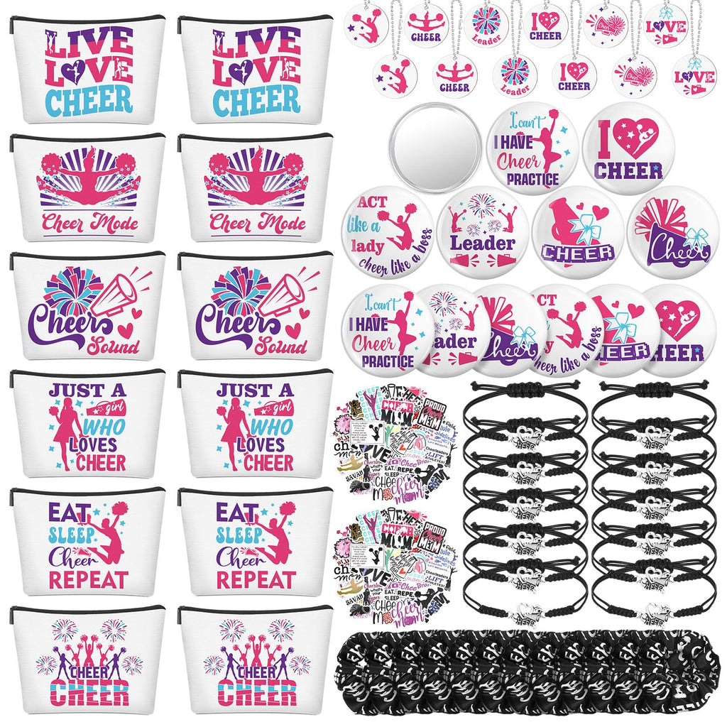 Lyrow 160 Pcs Cheerleader Gifts Bulk – Team Back-to-School Cheer Bundle (Pink)