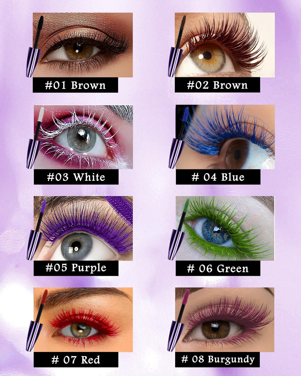 LYSdefeu 5D Colored Mascara – 6 Vibrant Shades, Waterproof, Volume & Length