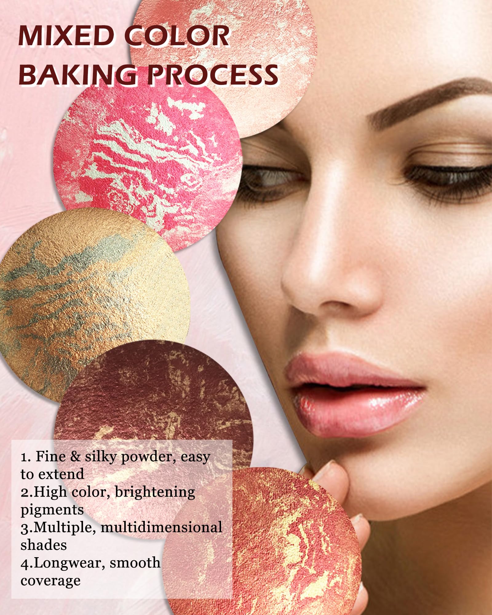 LYSdefeu Baked Blush Peachy Marble Palette – Cruelty-Free Glow Powder
