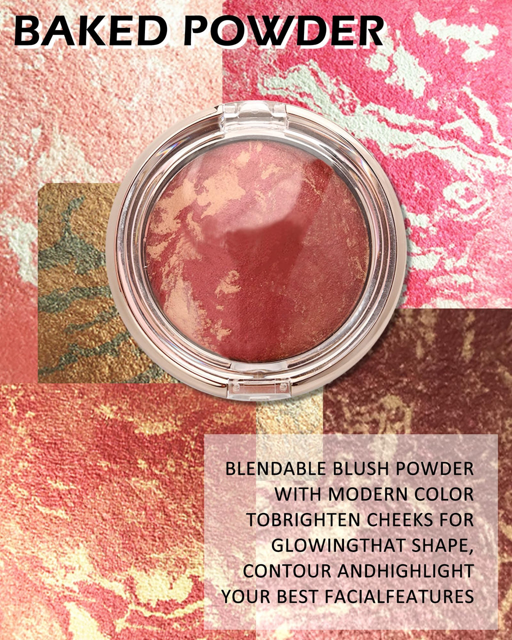 LYSdefeu Baked Blush Peachy Marble Palette – Cruelty-Free Glow Powder