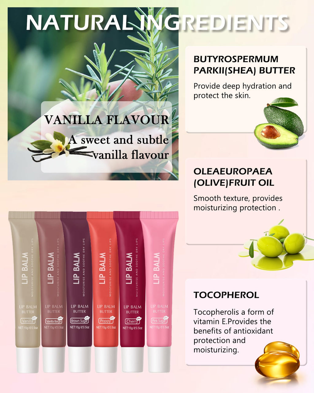 LYSdefeu Butter Tinted Lip Balm Set A — 3 Colors Vanilla Beige Brown Pink Sugar + Clear Jelly Tint