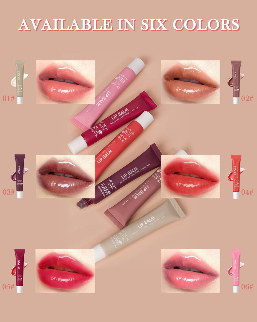 LYSdefeu Butter Tinted Lip Balm Set A — 3 Colors Vanilla Beige Brown Pink Sugar + Clear Jelly Tint