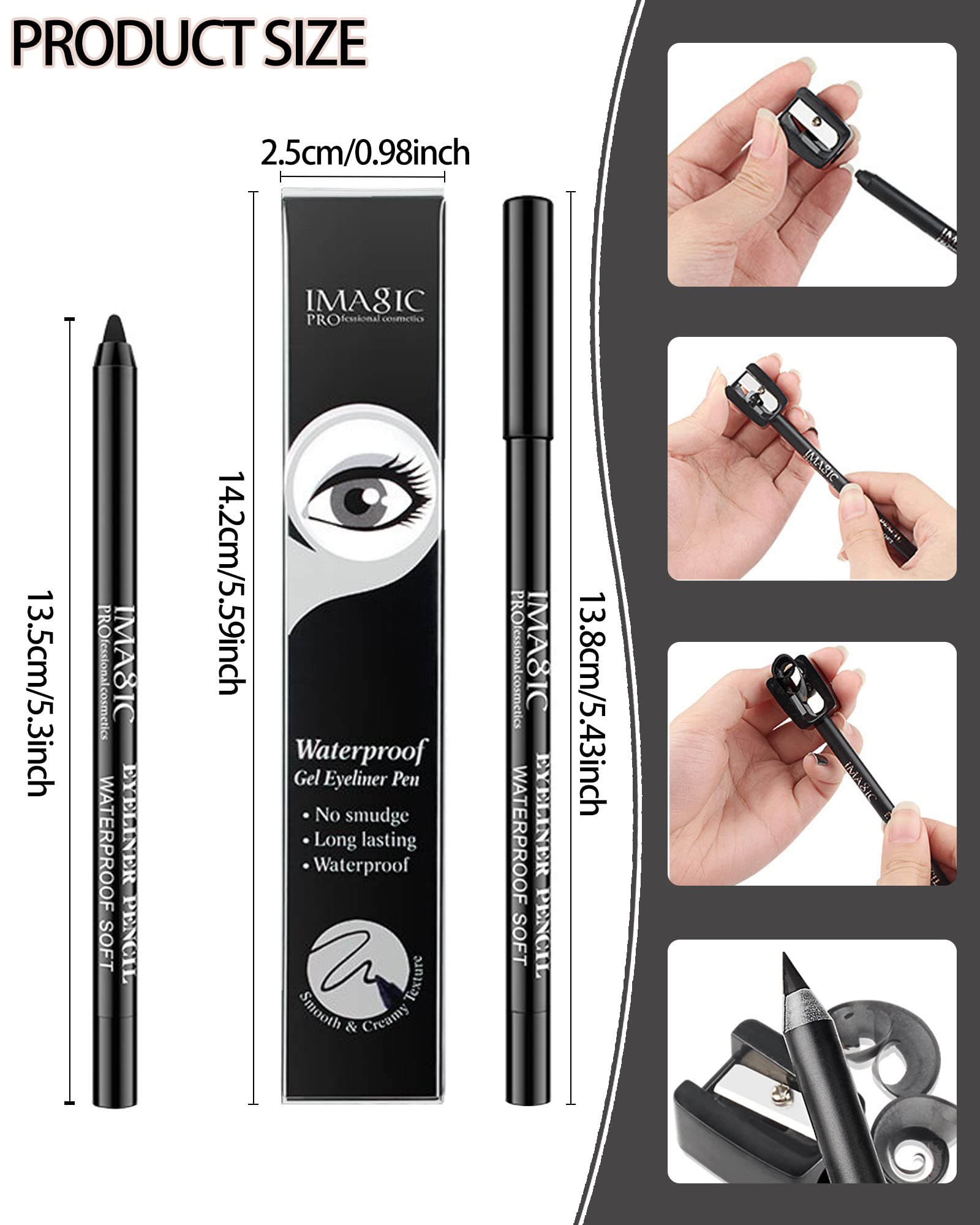 LYSdefeu 3-Piece Matte Black Waterproof Gel Eyeliner Pencil Set – Smudge-Proof & Long-Lasting