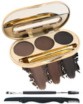 LYSdefeu Eyebrow Powder Makeup Kit – 3 Color Matte Palette with Mirror & Tools