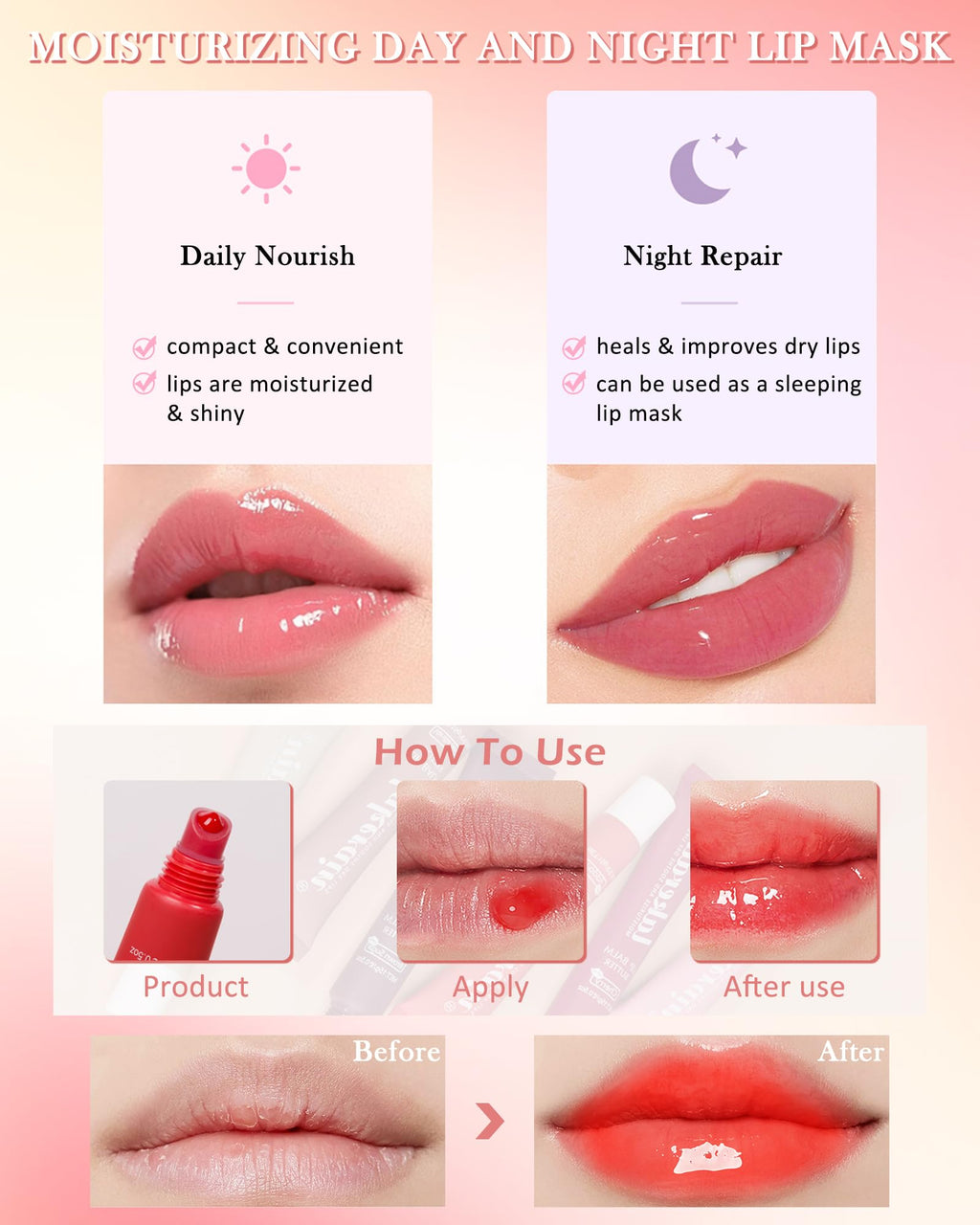 LYSdefeu Butter Tinted Lip Balm Set A — 3 Colors Vanilla Beige Brown Pink Sugar + Clear Jelly Tint