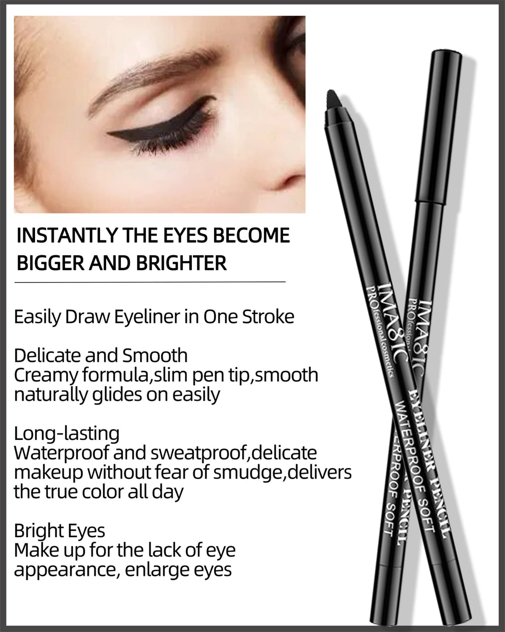 LYSdefeu 3-Piece Matte Black Waterproof Gel Eyeliner Pencil Set – Smudge-Proof & Long-Lasting