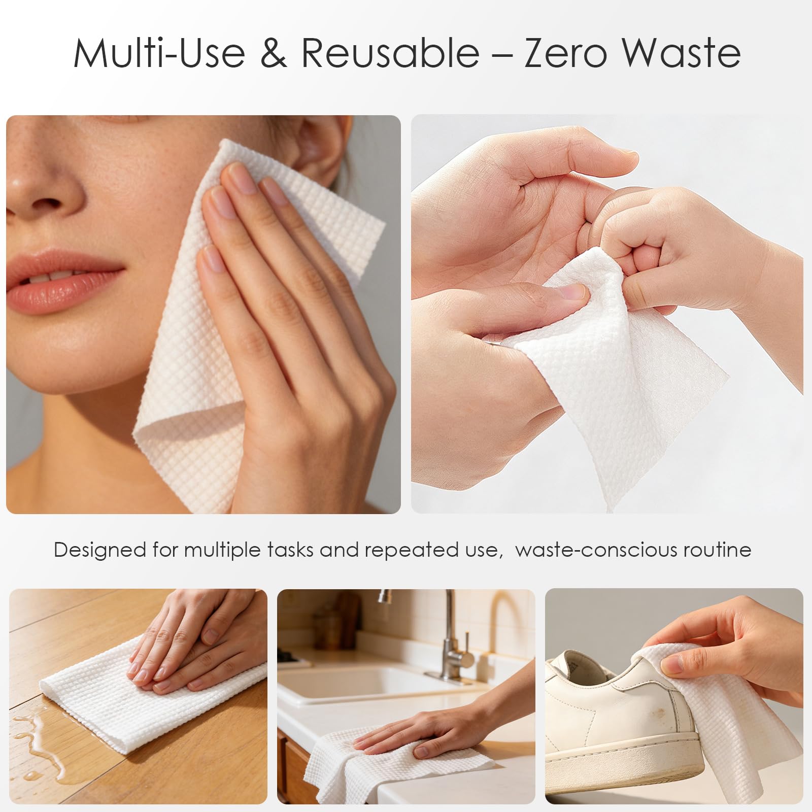 Lyun Cloudlet Disposable Face Towels XL – Ultra Soft 10x12, 50 Count, Makeup Remover & Facial Cleansing Wipes