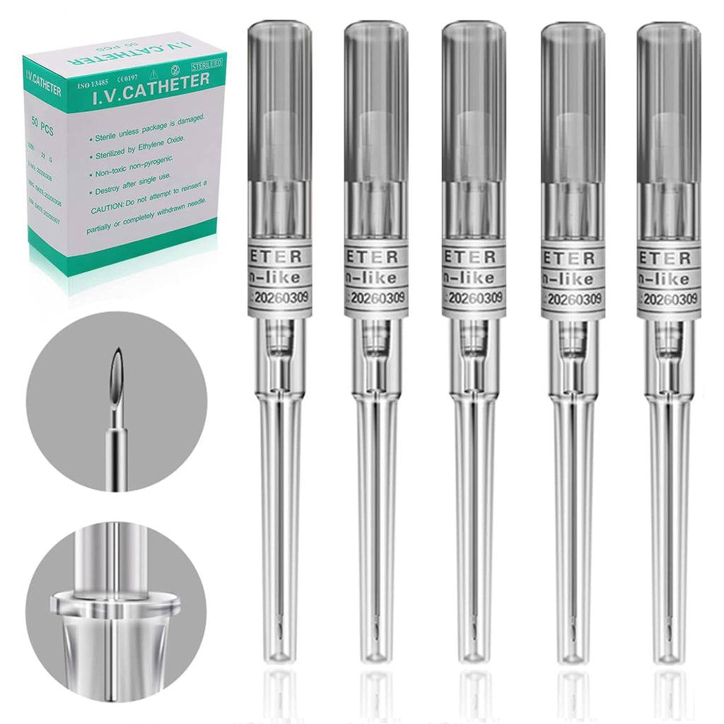 Lyuxzad 16G Catheter Piercing Kit - 50-Piece Disposable Set for Ears, Nose, Lips