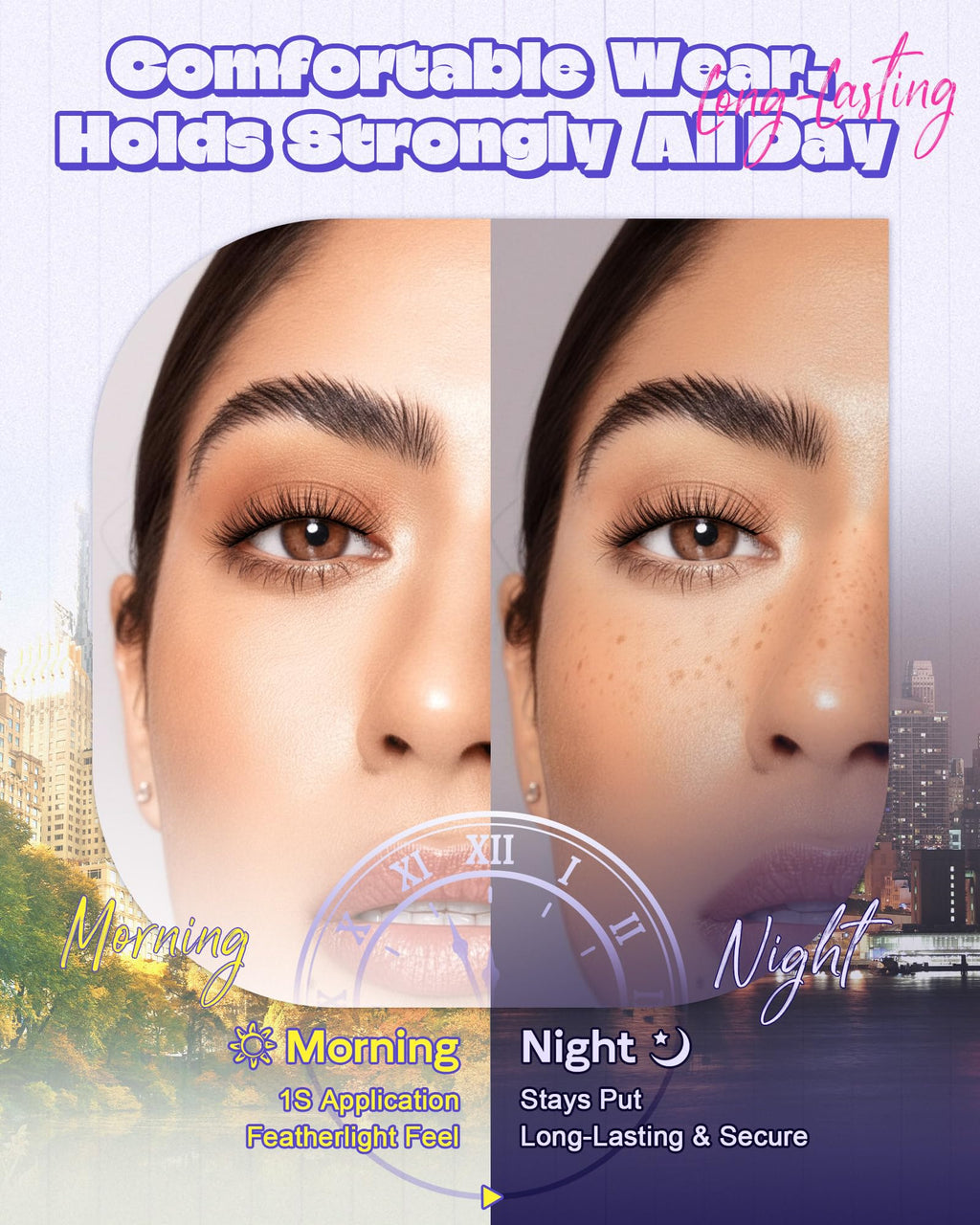 LZM Self-Adhesive Eyelashes – Glueless 7-10mm, Natural Look, All-Day Waterproof Hold + Tweezer Kit