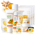 LZYLLS 11PCS Turmeric Skincare Set | Turmeric Face Wash, Eye Cream, Toner, Serum, Lip Balm & Honey Masks