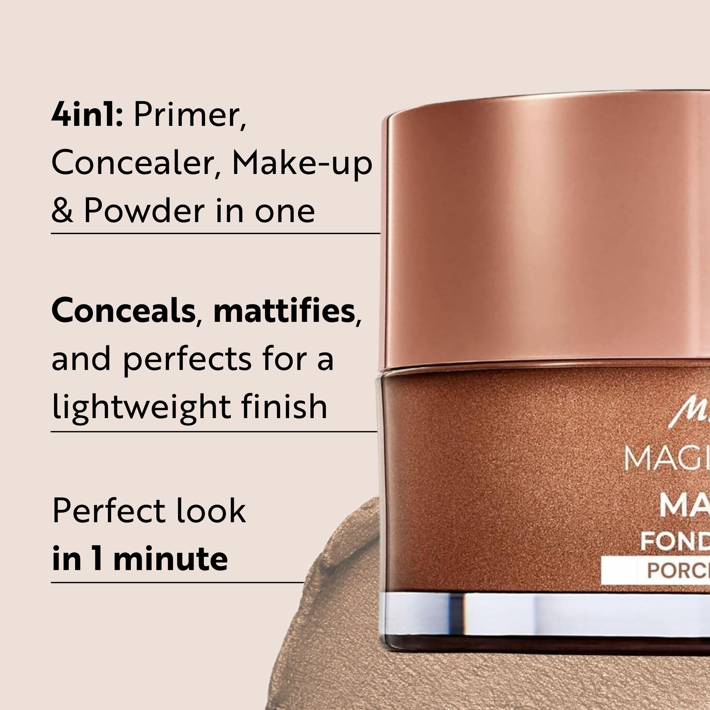 M. Asam Magic Finish Porcelain Teint Mousse — 4-in-1 Primer, Foundation, Concealer & Powder for Fair Skin