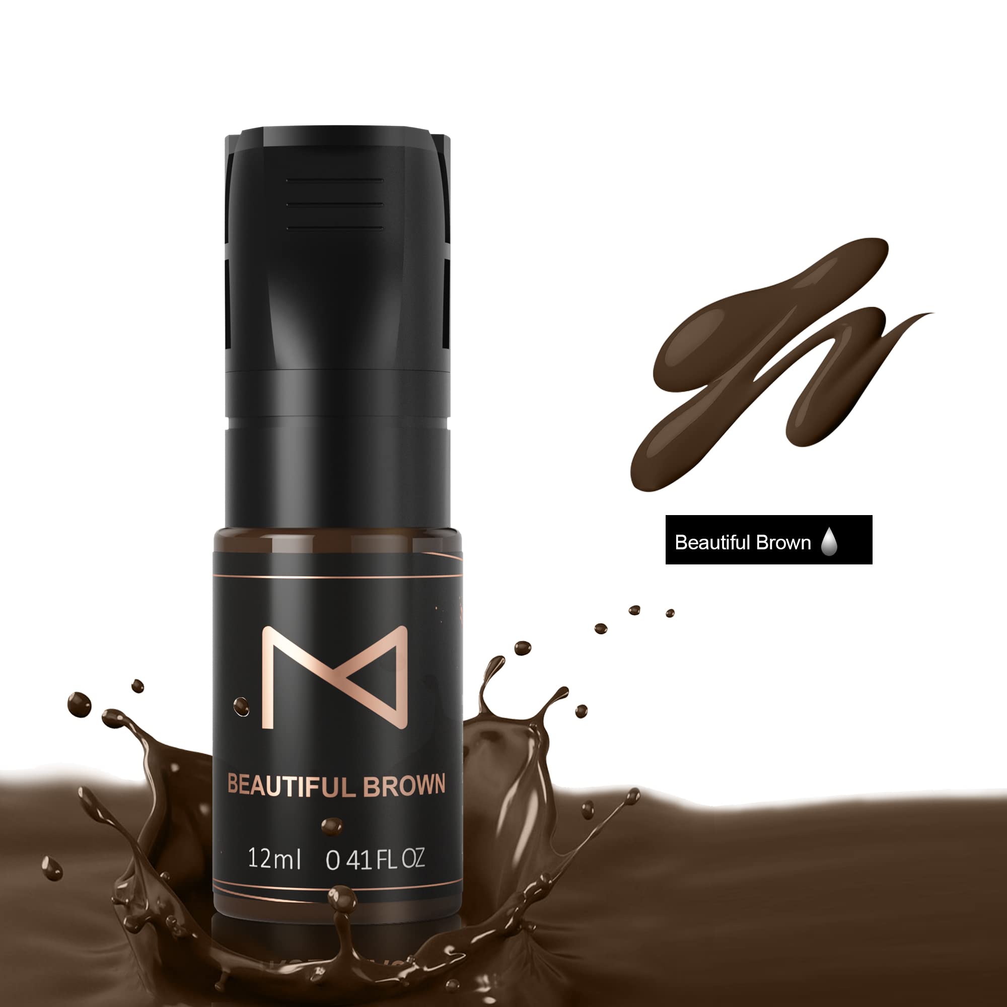 M Cosmetic Liquid Pigment for Eyebrow Powder Brows - 12ml Beautiful Brown | Professional Use Only