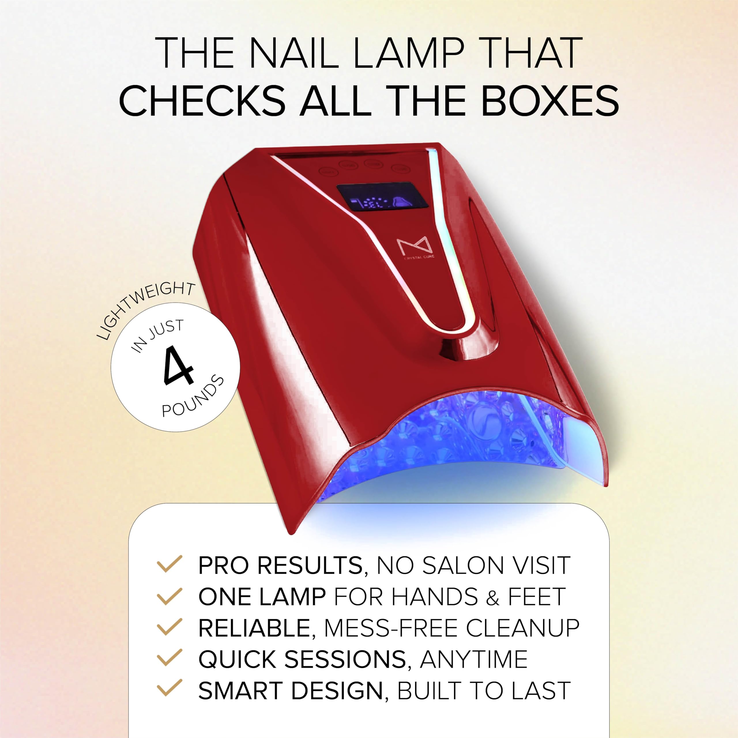 M Crystal Cure 128W UV Nail Lamp — Fast Gel Curing, Cordless Rechargeable, Auto Sensor