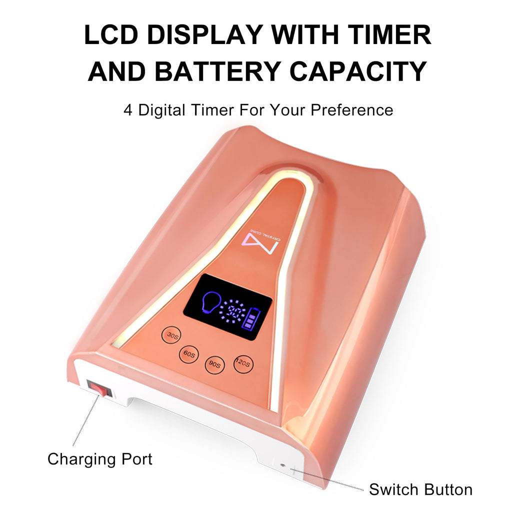 M Crystal Cure 128W UV Nail Lamp – Unicorn Purple, Cordless & Auto Sensor, 45 LEDs