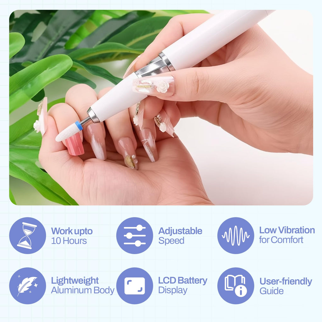M GEM Brushless Nail Drill 35K RPM | Cordless Efile for Acrylic, Gel & Natural Nails