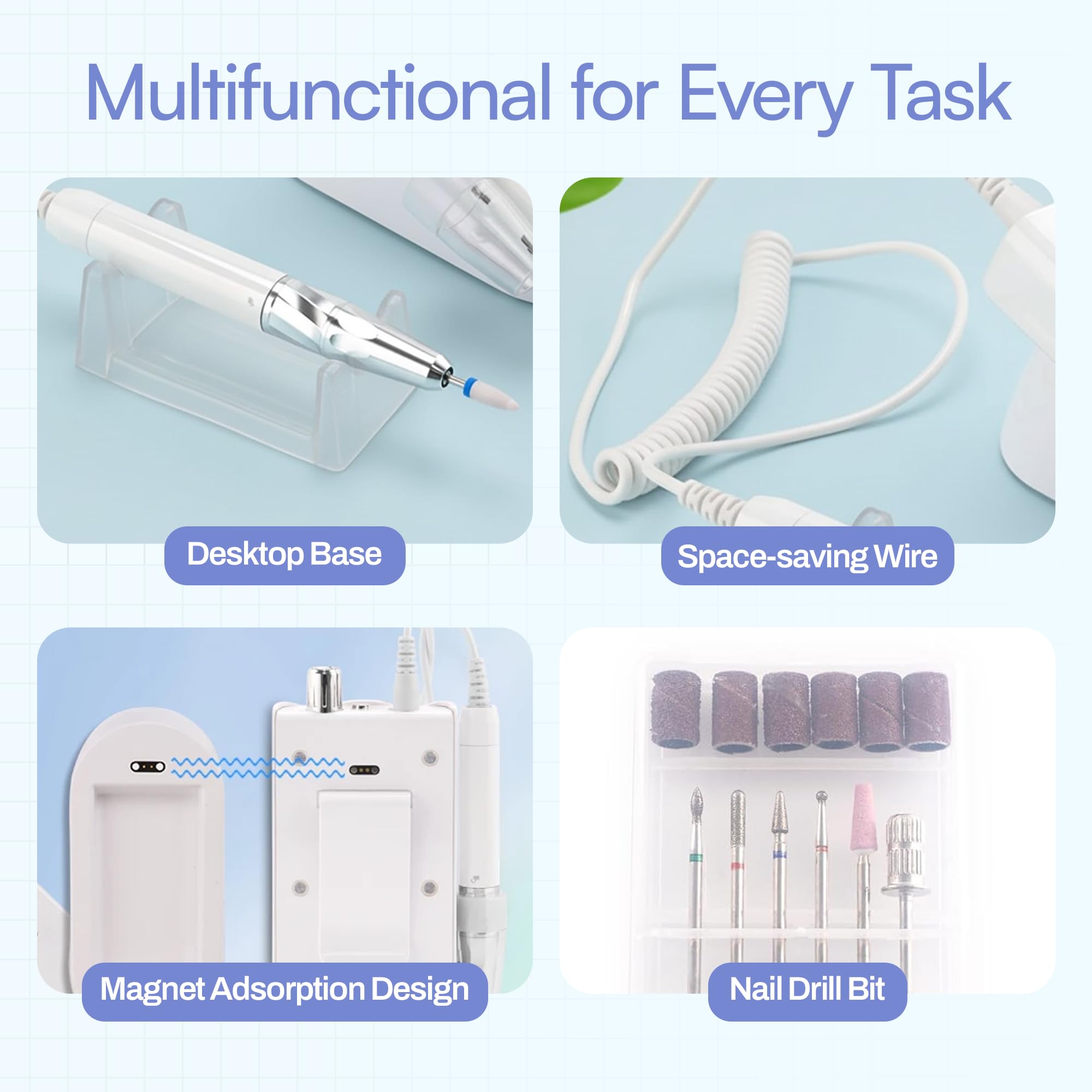 M GEM Brushless Nail Drill 35K RPM | Cordless Efile for Acrylic, Gel & Natural Nails
