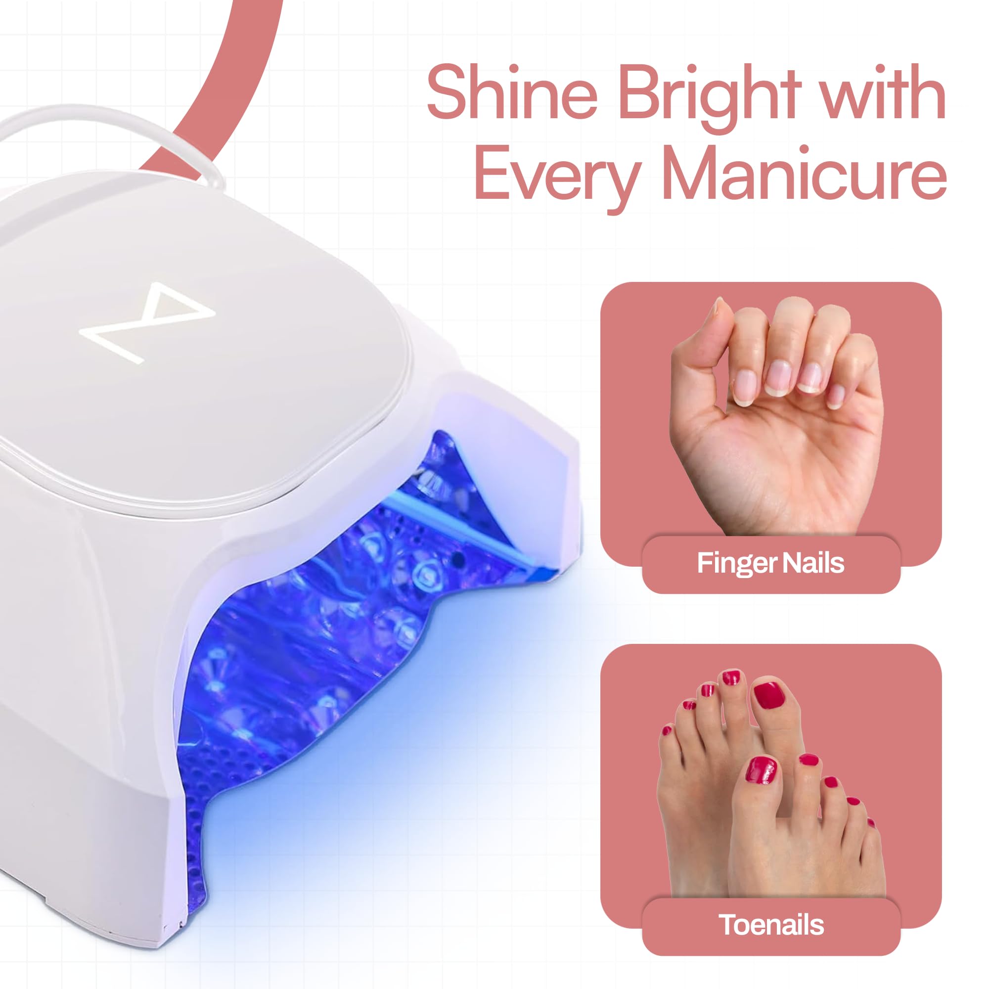 M GlowPro Professional Hybrid 86W Wireless UV LED Nail Curing Lamp – Cordless Gel Nail Dryer (Black & White)