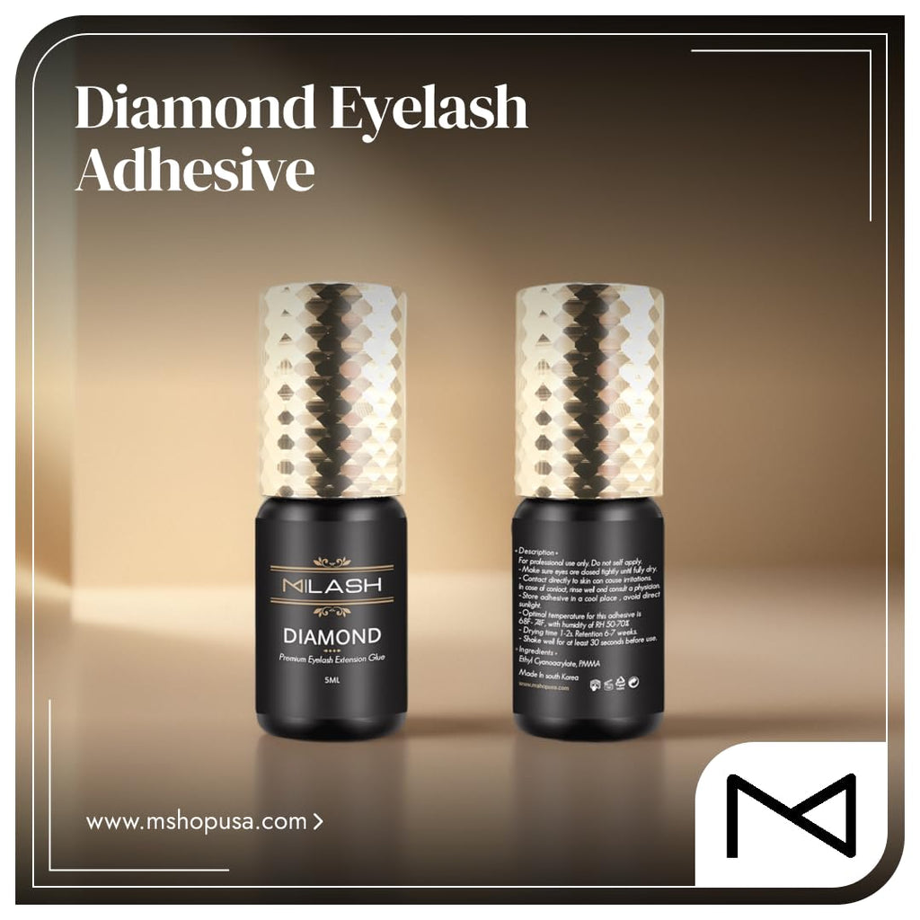 M LASH Diamond Premium Lash Glue – 6-7 Weeks Retention, 1-2s Dry Time, 5ml | Pro Lash Adhesive