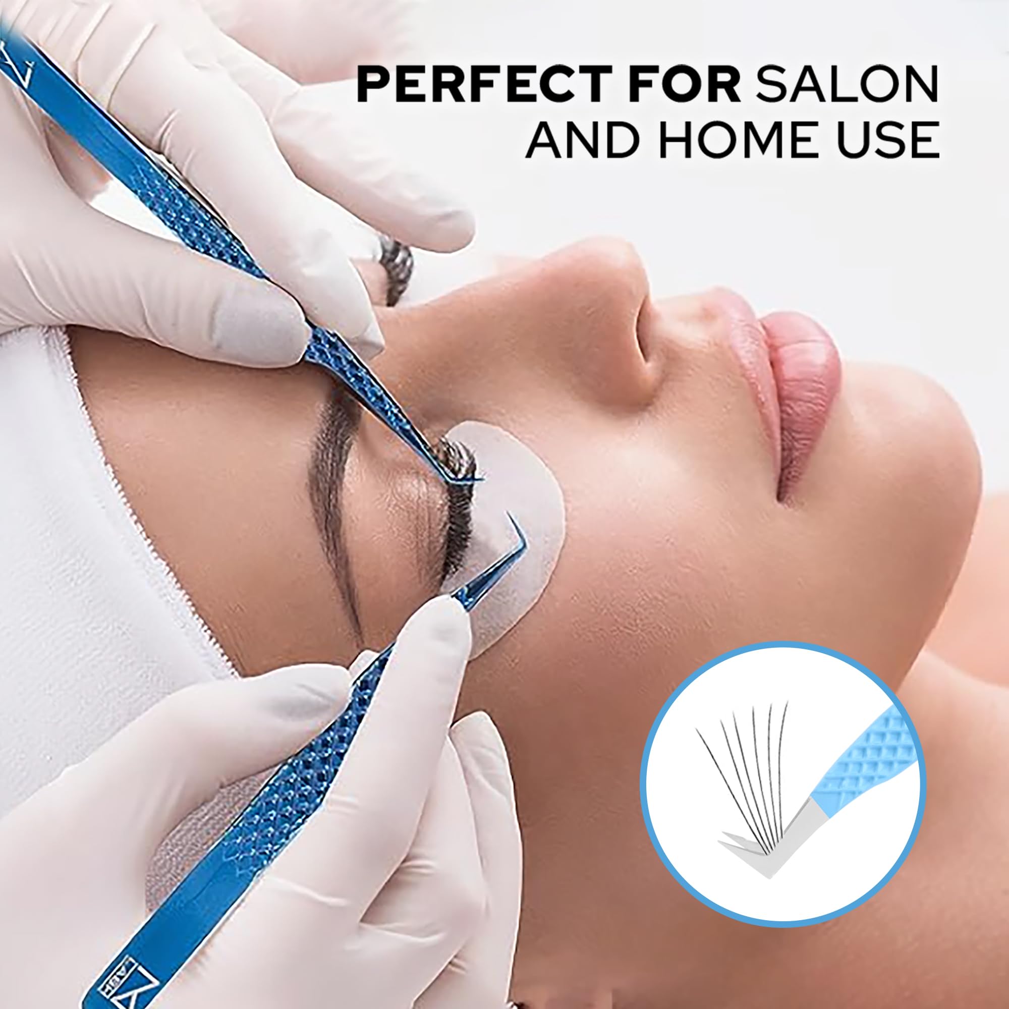 M LASH Tweezers for Eyelash Extensions (Set of 4) | Fiber Tip, Japanese Steel, Diamond Grip