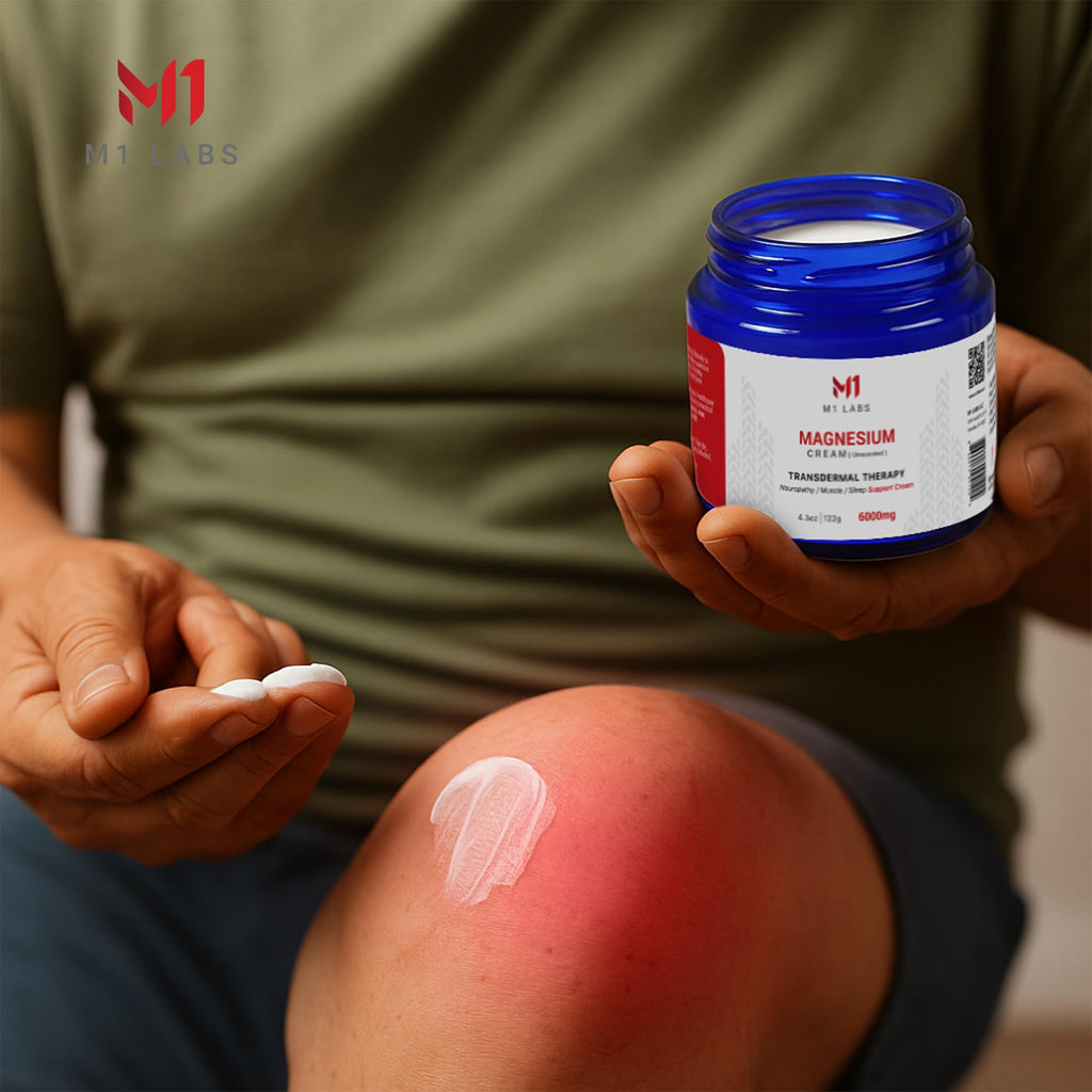 M1 Labs 6000mg Magnesium Topical Cream – Unscented, Fast-Absorbing 4.3 oz for Sleep, Muscles & Neuropathy