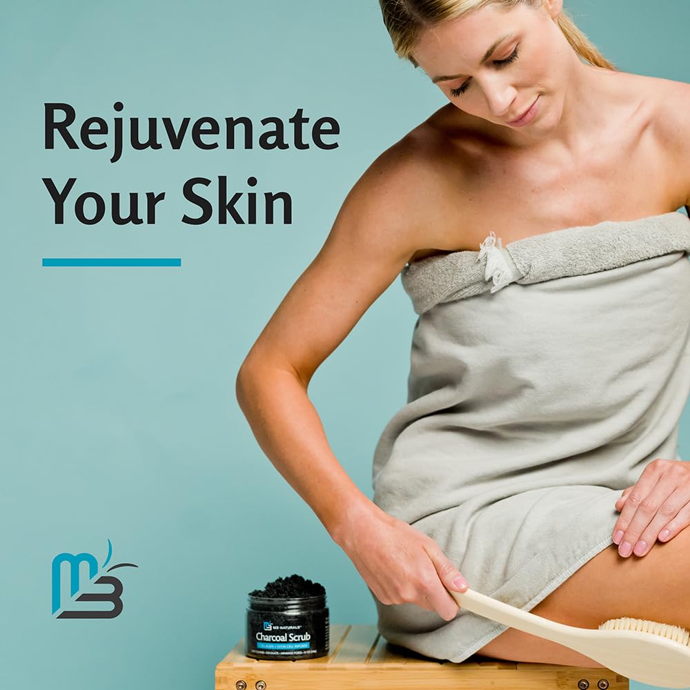 Exfoliating Charcoal Scrub with Collagen & Stem Cells – M3 Naturals Body & Face Salt Scrub