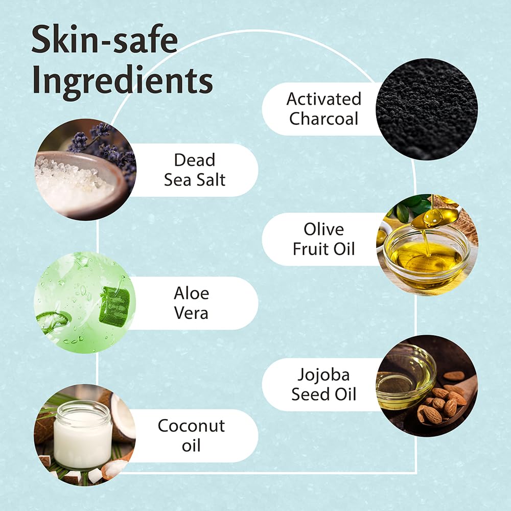Exfoliating Charcoal Scrub with Collagen & Stem Cells – M3 Naturals Body & Face Salt Scrub
