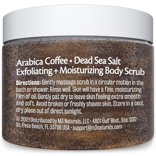 M3 Naturals Arabica Coffee Scrub – Exfoliating Body, Face & Hand Scrub with Collagen (12oz)