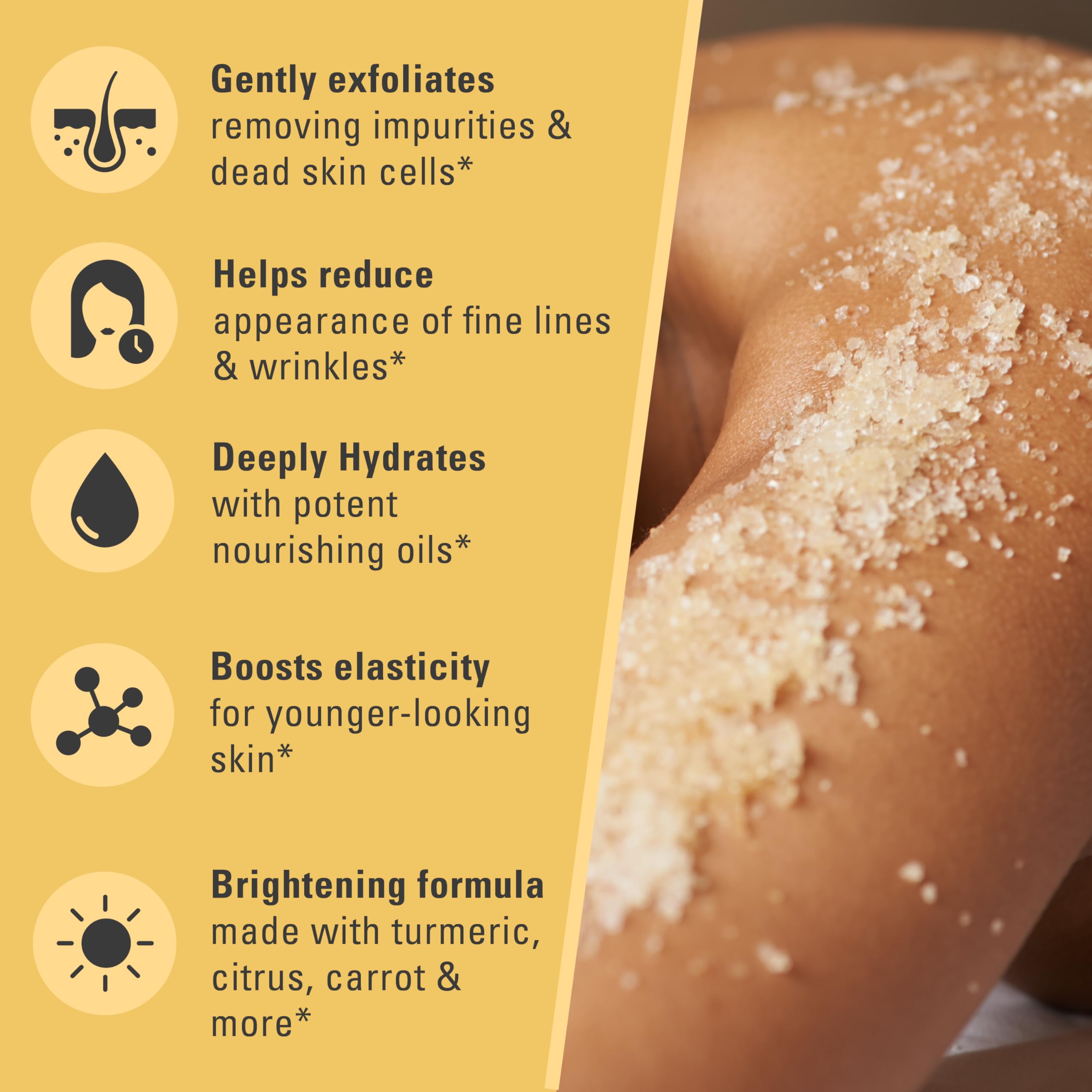M3 Naturals Exfoliating Turmeric Scrub with Collagen & Coconut Oil - 16 oz