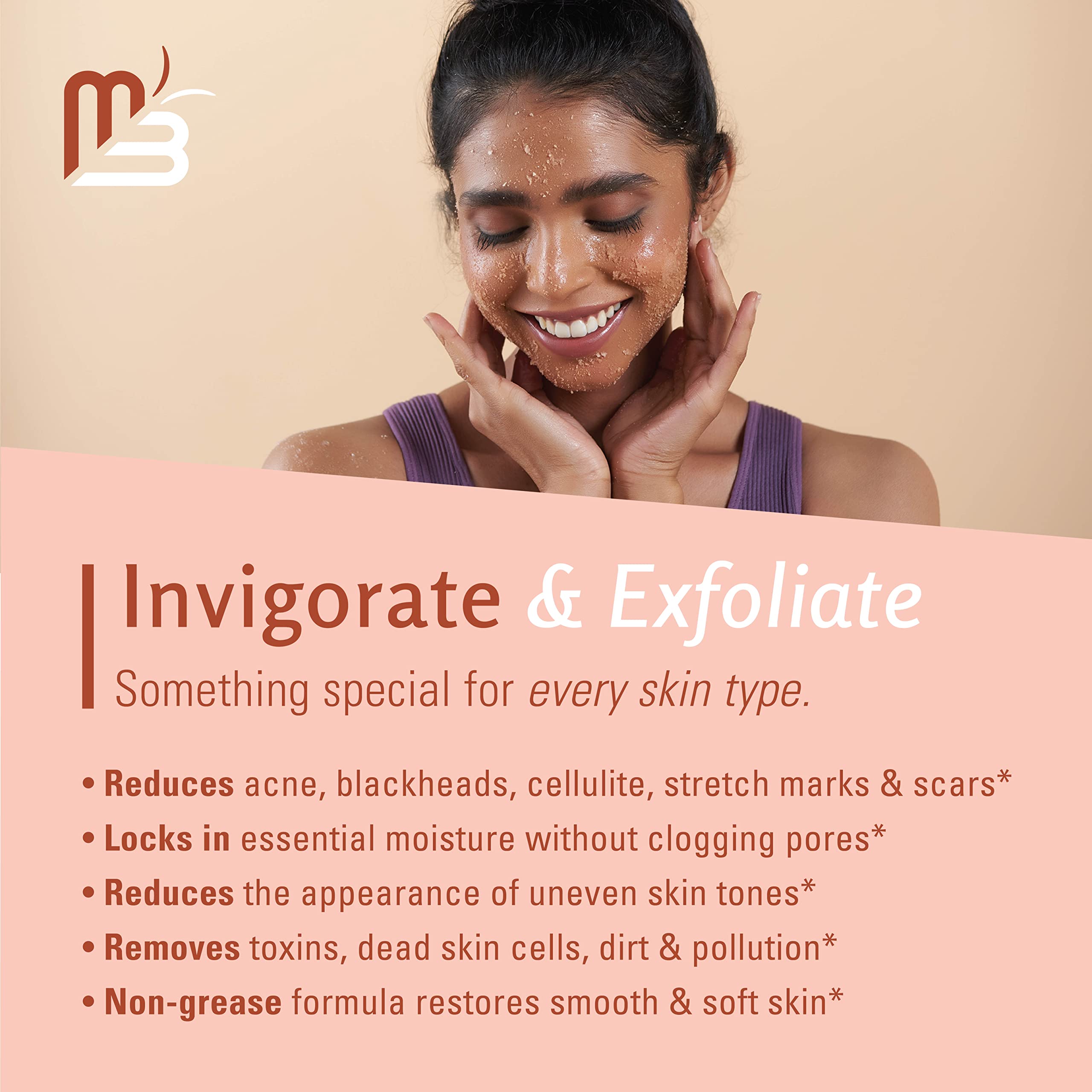 M3 Naturals Himalayan Salt Scrub – Face, Foot & Body Exfoliator with Collagen & Stem Cells (Pack of 2)