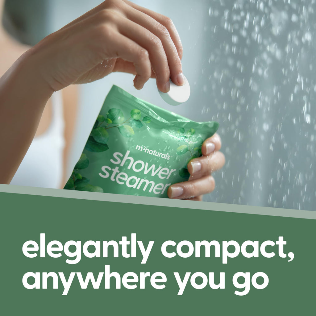 M3 Naturals Eucalyptus Shower Steamers – 14 Individually Wrapped Tablets for Relaxation, Sinus Support & Recovery