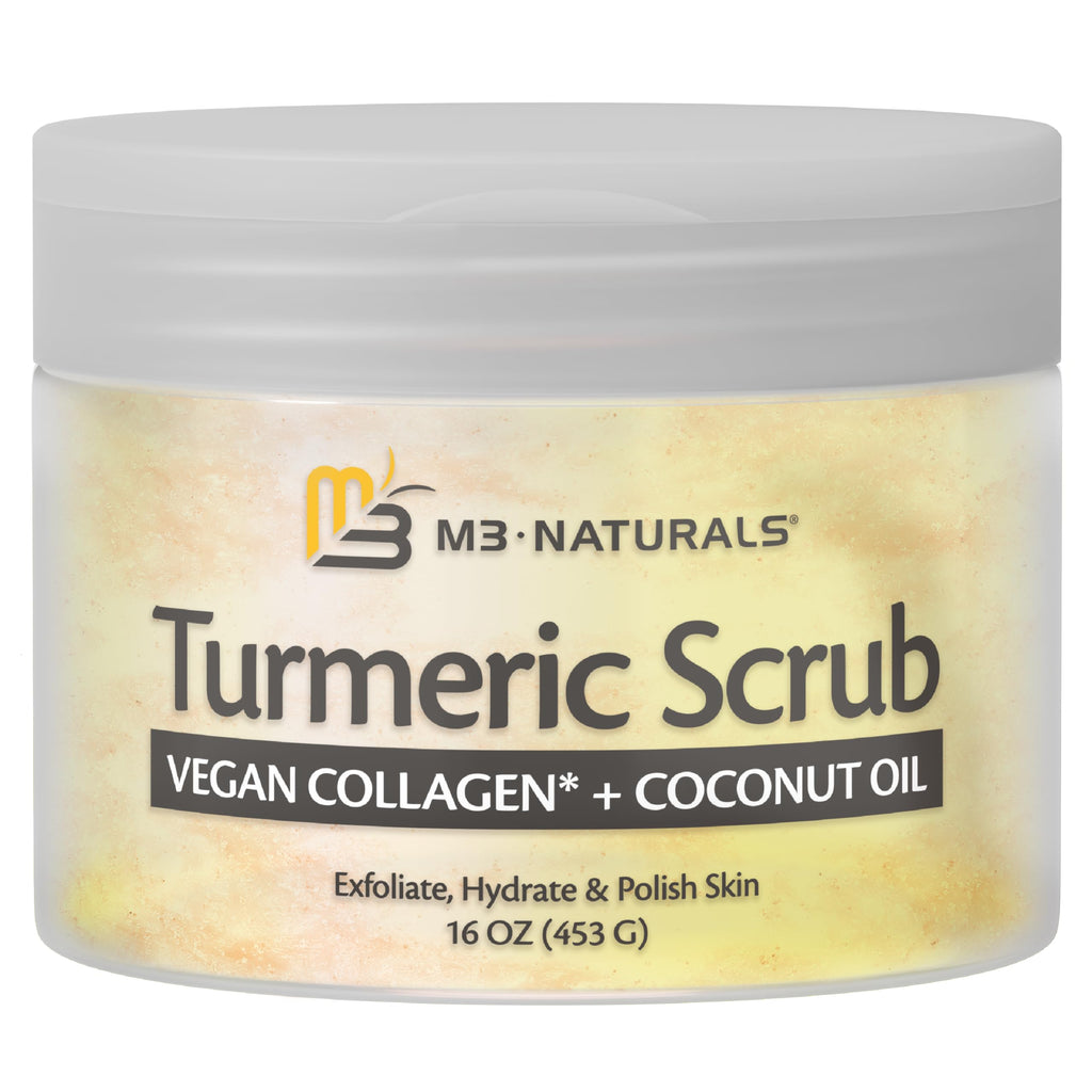 M3 Naturals Exfoliating Turmeric Scrub with Collagen & Coconut Oil - 16 oz