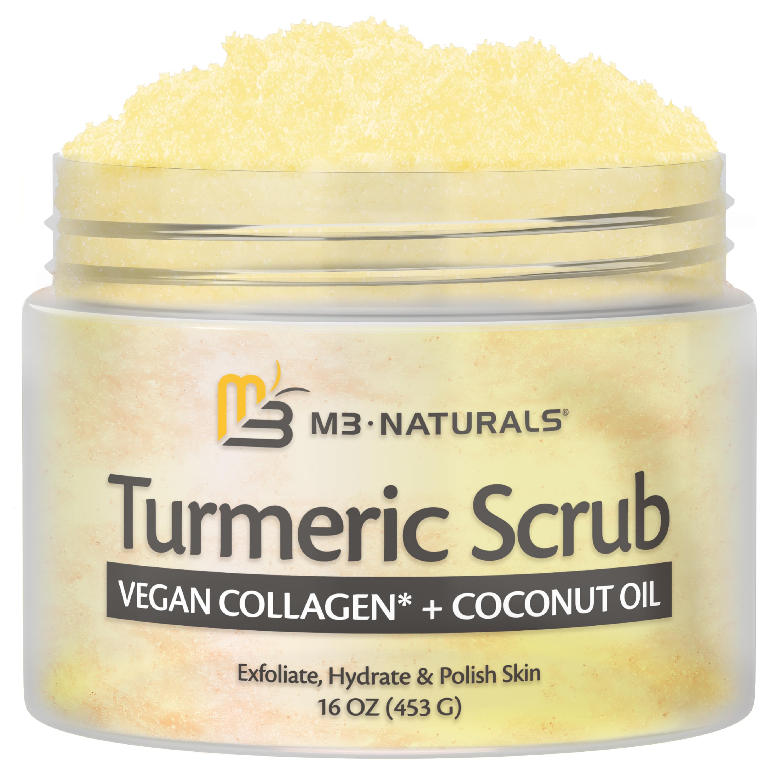 M3 Naturals Exfoliating Turmeric Scrub with Collagen & Coconut Oil - 16 oz