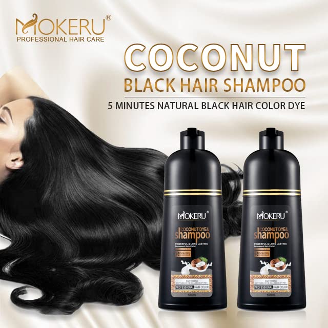 Maani MOKERU Professional Argan Coconut Oil Hair Dye Color Shampoo – 5-Minute Black Color, 500 ml