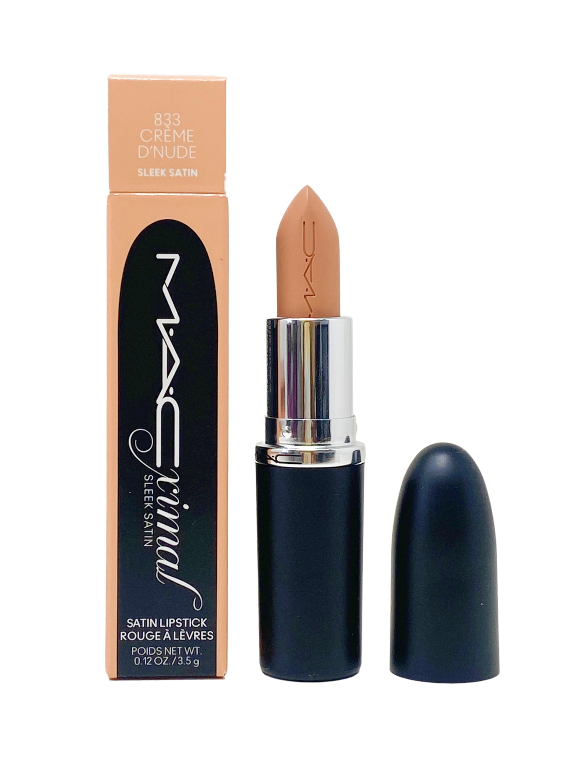 MAC M.A.Cximal Sleek Satin Lipstick 833 Creme D'Nude — Pale Peachy Beige, 0.12 oz