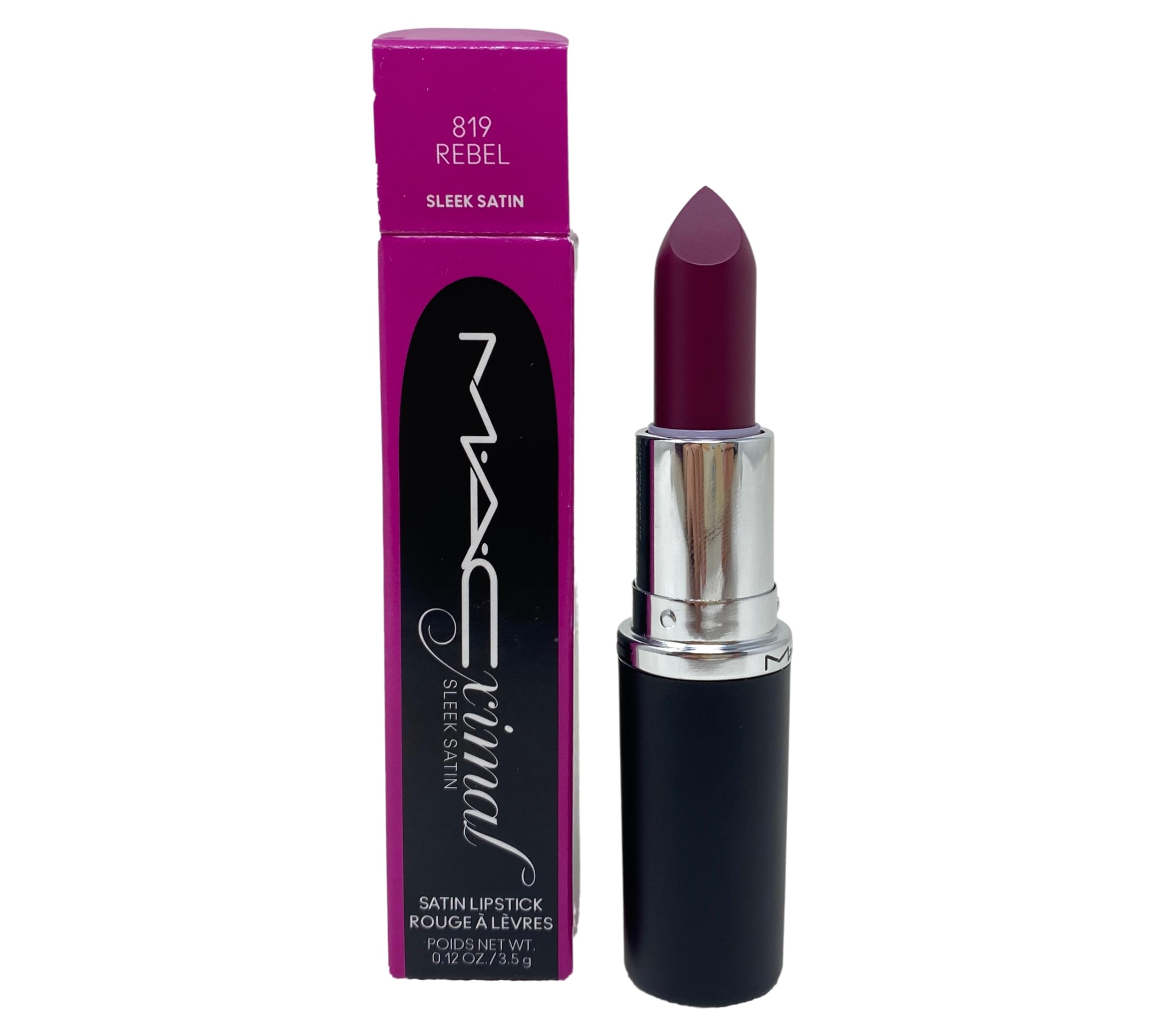 MAC M.A.Cximal Sleek Satin Lipstick - 819 Rebel (Midtonal Cream Plum) 0.12 oz / 3.5 g
