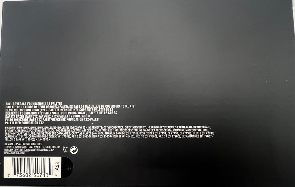 MAC Full Coverge Foundation x 12 Pro Palette — 1 oz / 30 g (12 Shades)