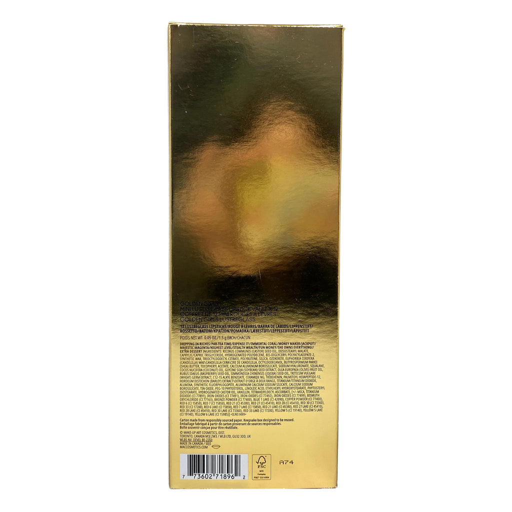 MAC Golden Girls Mini Lustreglass Lipstick Vault x12 – Travel-Size Collection