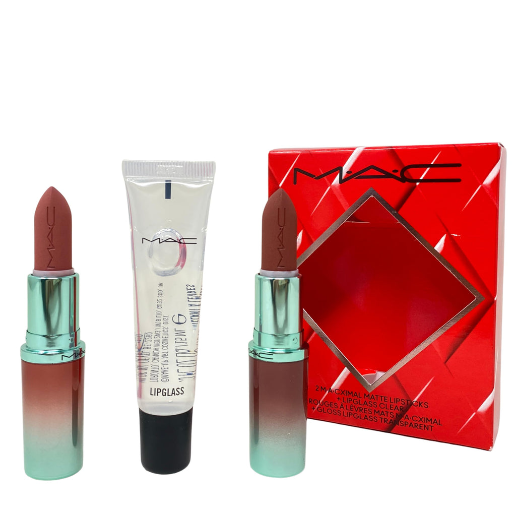 MAC M·A·CX To The Future Lip Trio – Holiday 2025 | 2 MACximal Matte Lipsticks + Clear Lipglass