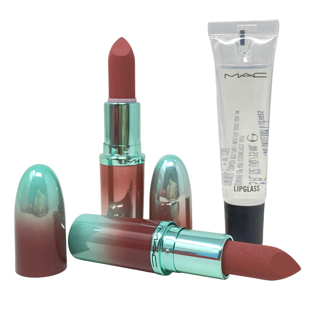 MAC M·A·CX To The Future Lip Trio – Holiday 2025 | 2 MACximal Matte Lipsticks + Clear Lipglass