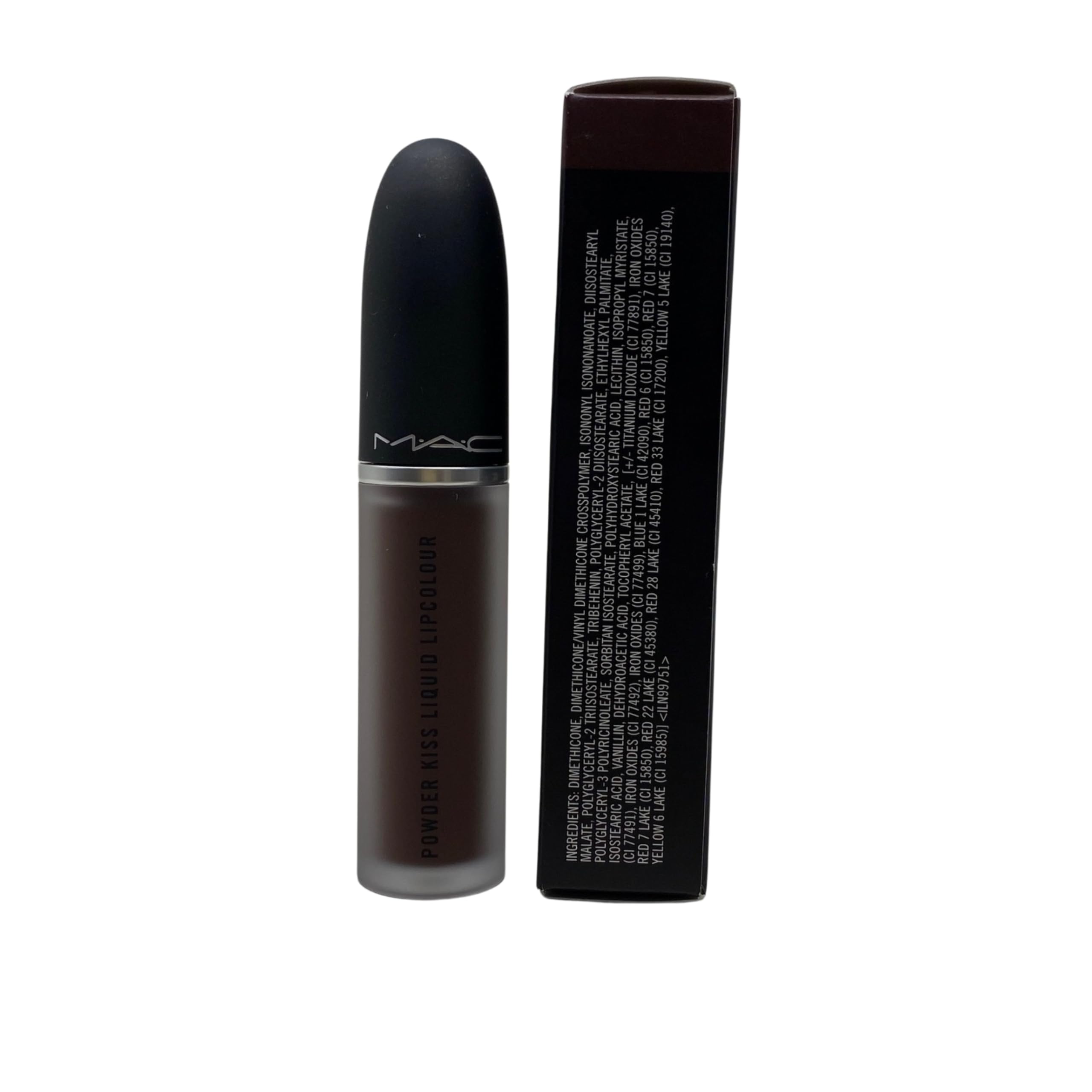 MAC Powder Kiss Liquid Lipcolour 955 Chestnut — Deep Warm Brown, 0.17 oz (5 ml)