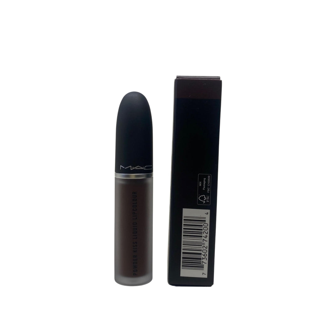 MAC Powder Kiss Liquid Lipcolour 955 Chestnut — Deep Warm Brown, 0.17 oz (5 ml)