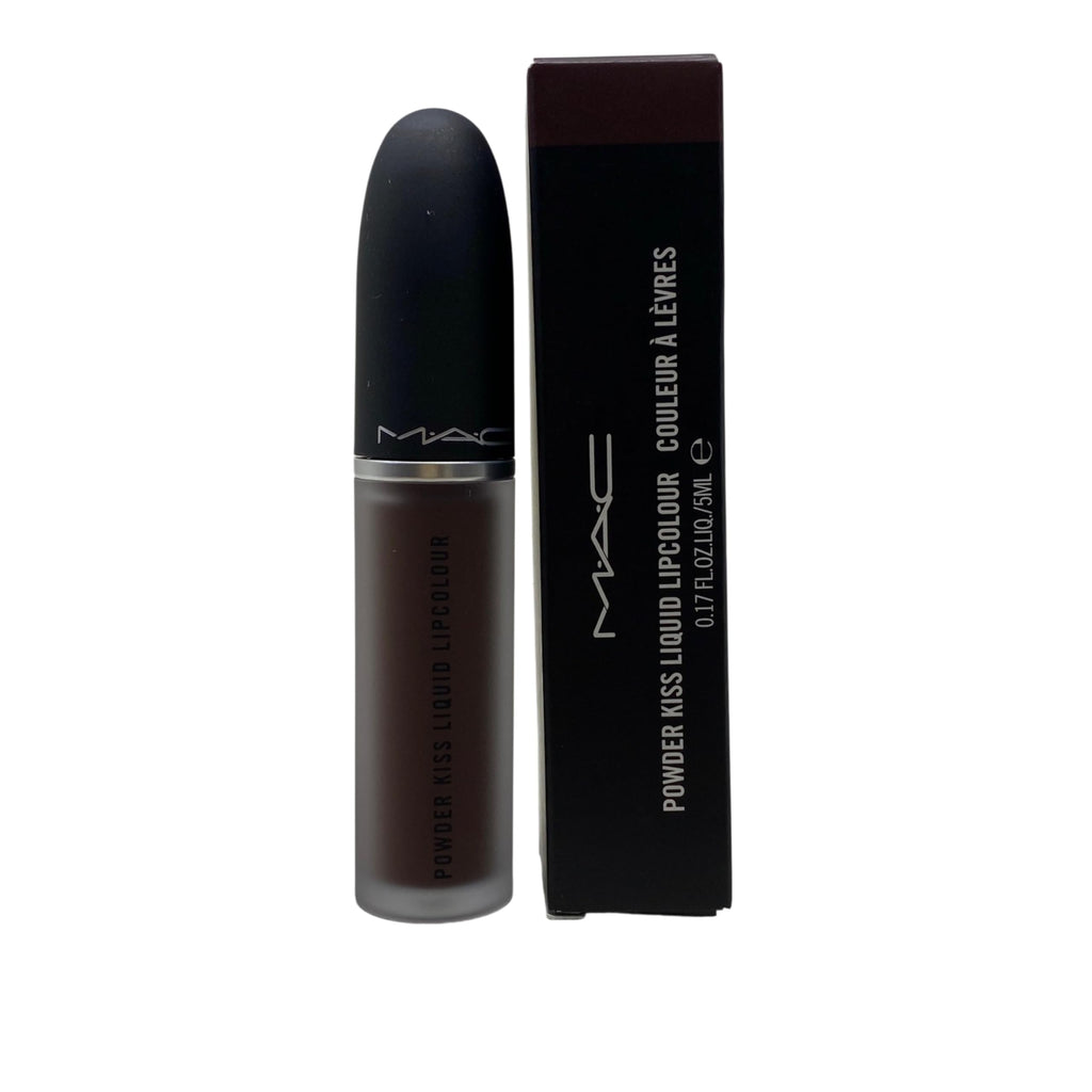 MAC Powder Kiss Liquid Lipcolour 955 Chestnut — Deep Warm Brown, 0.17 oz (5 ml)